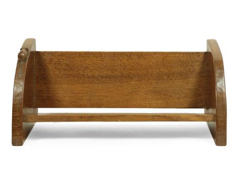 Workshop of Robert Mouseman Thompson (Kilburn): An English Oak Book Trough, with carved mouse trademark, 46.5cm wide