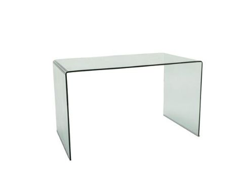 A Dwell Tempered Glass Console Desk, rectangular three sided, labelled, 126cm by 70cm, 74cm high