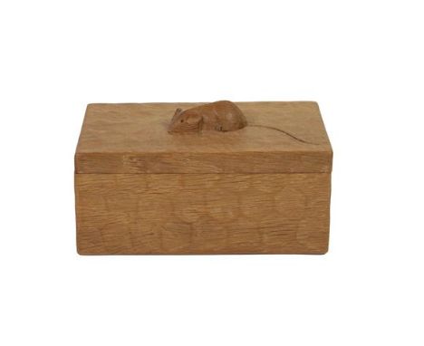 Workshop of Robert Mouseman Thompson (Kilburn): An English Oak Trinket Box and Cover, circa 1999, of rectangular form, the co