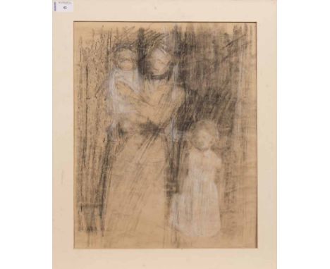 JULIA BEATRICE HOW (BRITISH 1867 - 1932),
SKETCH OF MOTHER AND CHILDREN
charcoal and chalk on paper, signed in pencil
42cm x 