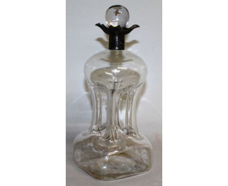 A SILVER MOUNTED DECANTER AND STOPPER. London 1901.