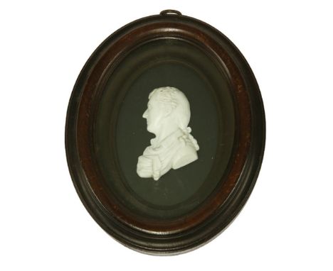 A Tassie white glass paste portrait medallion,of Sir James Bland Burgess Bart, by Whitley, signed and inscribed on bust with 