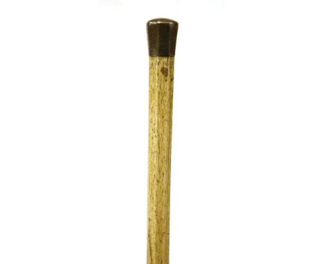 A marine ivory octagonal walking stick,with engraved silver cap, London 1890,89.5cm long