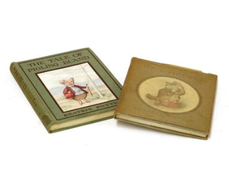 POTTER, Beatrix: 1- The Tale of Pigling Bland. L, F Warne, 1913, 1st. edn. Green paper covered boards with lettering in red a