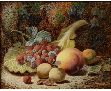 Oliver Clare, still life of fruit, oil on canvas, signed, 19.5 cm x 24.5 cm  See inside front cover colour illustration Condi