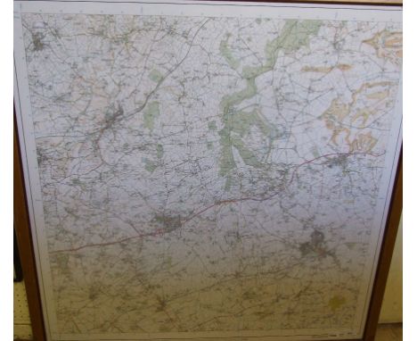 A framed Ordnance Survey map of Wincanton and surrounding area, four engravings of putti, and assorted pictures and prints (q