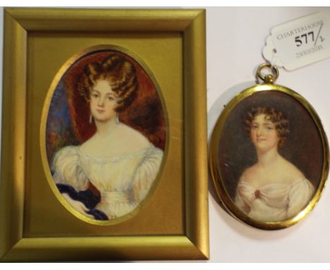 EXTRA LOT: Miss Ellen White, an oval bust portrait miniature, A Belle of the 18th Century, watercolour, signed and dated, 10 