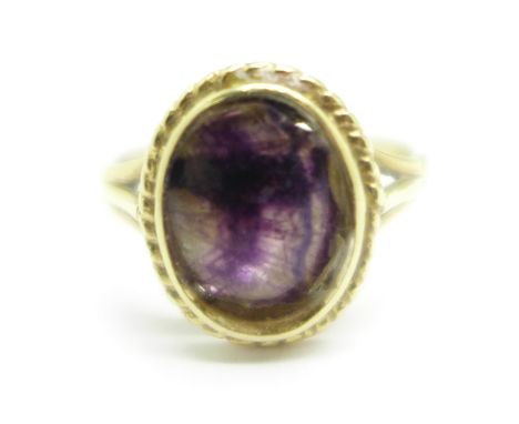 A 9ct gold and Blue John ring, a/f, 2.1g, K 