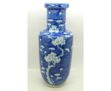 A 19th Century Chinese blue and white vase, Kangxi four character mark to base, 25.5cm 