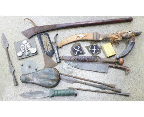 Four daggers, arrow heads, axe, etc. 