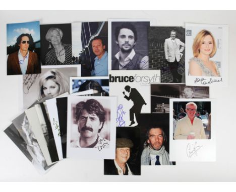 Autographs - 29 signed photographs, most 12 x 8 inches including John Hurt, Shelia Hancock, Hugh Grant, Bruce Forsyth, Dennis