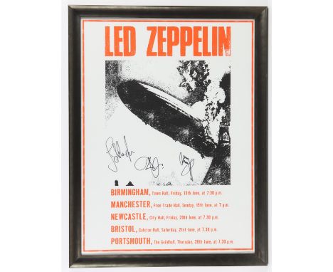 Led-Zeppelin Signed UK tour June 1969 poster. Limited edition 15/500 with Certificate of Authenticity. Signed by Robert Plant