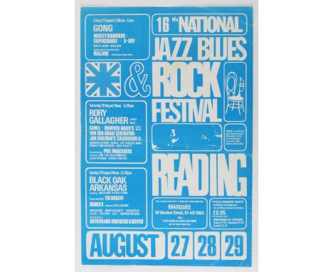 Large Early AC/DC concert flyer, for the 16th Jazz Blues Rock Festival at Reading 1976, this being a very early UK gig for th