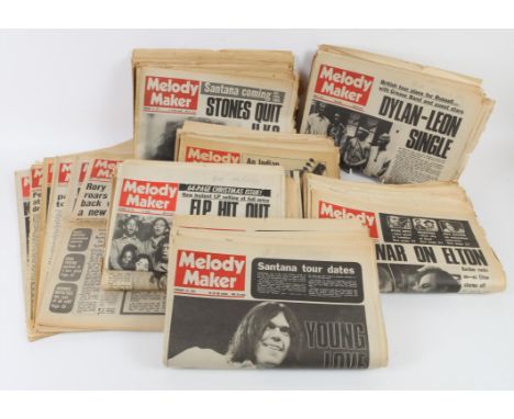 38 Melody Maker magazines 1971, front covers including The Faces, John Lennon, Pink Floyd, Led Zeppelin, George Harrison, Bob