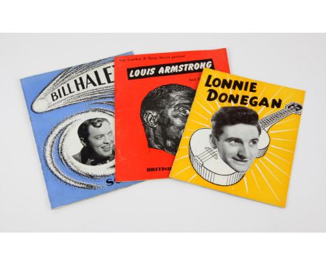 Three vintage music programmes for Bill Haley and his Comets from 1957 with original ticket for the Dominion Theatre, Louis A