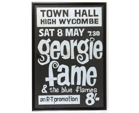 Georgie Fame Ricky Tick concert poster, for the High Wycombe Town Hall, 8th May 1965, the silk-screened poster displaying the