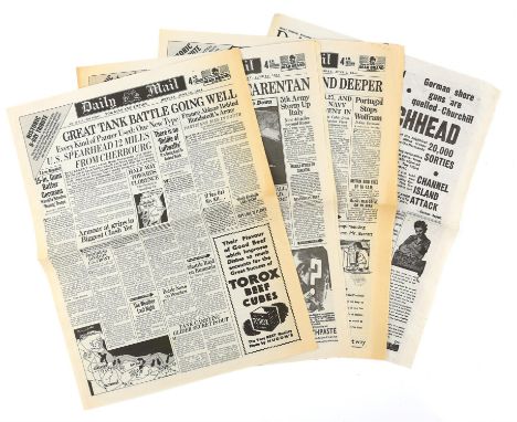 Saving Private Ryan (1998) Four prop newspapers used in the Steven Spielberg WWII drama, all dated 1944, each 30 x 39 cm (4).
