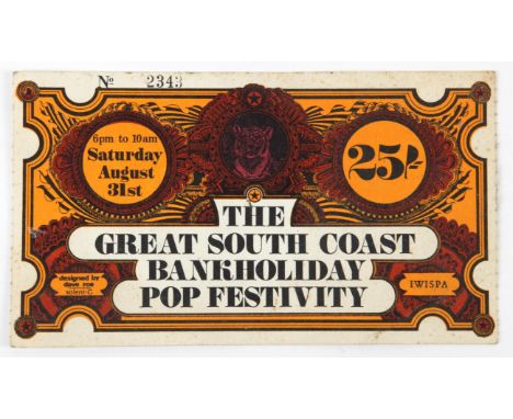 T-Rex Isle of Wight ticket 1968, for the first of the IOW 1960s festivals, this including T-Rex, Jefferson Airplane, The Move