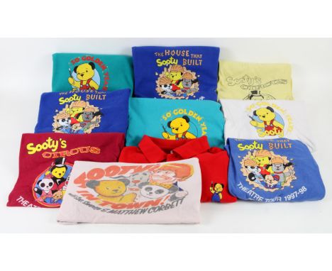 The Sooty Show / Sooty & Co - Crew clothing given to Peter Jago including seven T Shirts, and three Sweatshirts, most size la