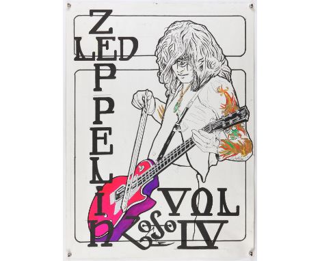 Led Zeppelin 'Volume 4' - Original hand painted artwork on thick paper by John Judkins, signed and dated 72, flat, 56 x 76 cm