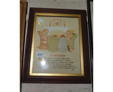 Mabel Lucie Attwell illustrated print of children and proverb, framed