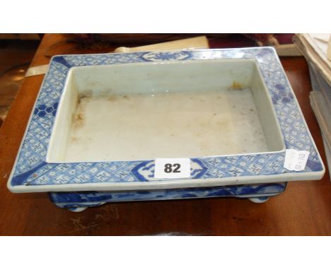 Oriental blue & white bonsai trough planter