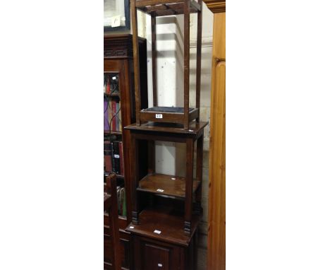 An Edwardian walnut pot cupboard, a stick-stand and an occasional table (3)