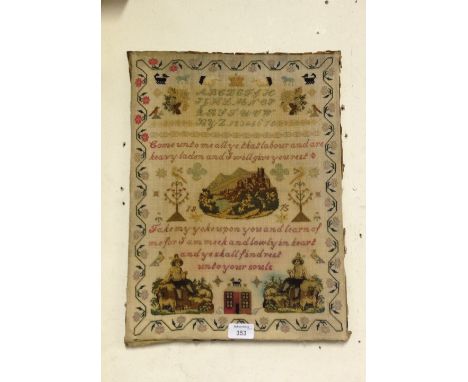 A Victorian needlework sampler, initialled B.T. and dated 1875