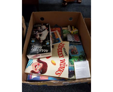 BOX OF OLD VINTAGE GAMES AND PLAYING CARDS 