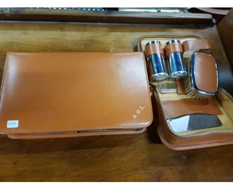 2 VINTAGE CASED MALE GROOMING KITS 