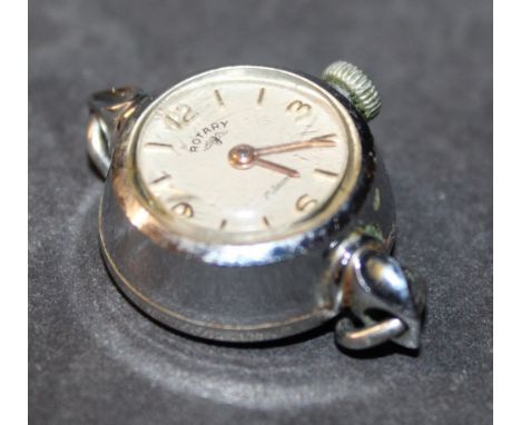 A ladies Rotary stainless steel cased wristwatch, with gilt Arabic numerals (lacking strap).