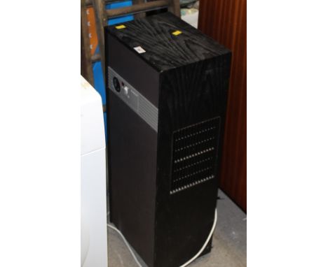 An Amcor black painted wood cased dehumidifier, model No D-350, 83 cm high &amp; trouser press