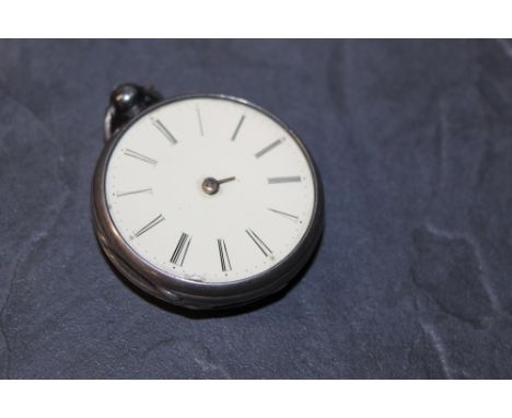 An early Victorian silver cased pocket watch, the off white dial with slender Roman numerals, the movement with pierced and e