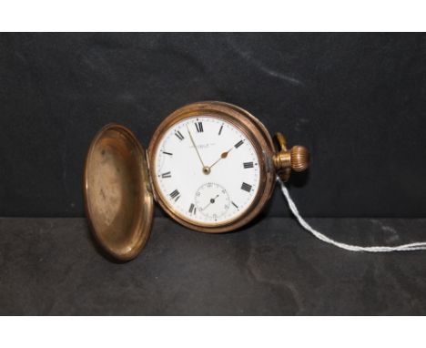 A gold plated pocket watch retailed by Thomas Russell &amp; Son of Liverpool (plate worn) 