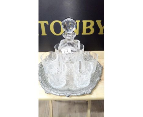 GLASSES & DECANTER ON TRAY