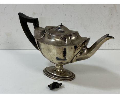 A silver teapot, London 1905, makers mark TB within shield, a/f , weighs 433 grammes (15cm high)