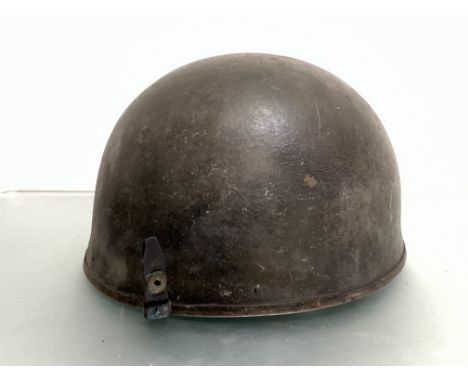 A WWII British Dispatch rider's helmet, leather liner (a/f), BMB 1943 63/4