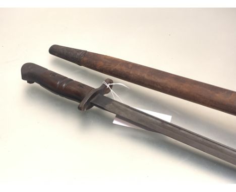 British 1913 pattern Enfield bayonet in leather scabbard with leather buckle type frog (JBB Brooks &amp; Co. Ltd. 1916)