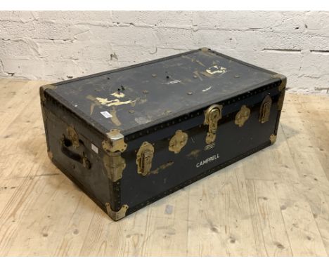 A mid 20th century hard cased travelling trunk, H34cm, W94cm, D52cm