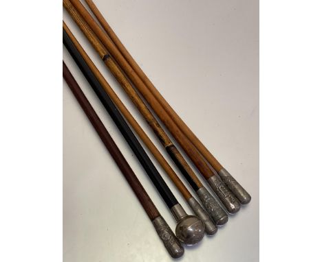 British swagger sticks: Royal Artillery, Bromsgrove School (OTC), Coldstream Guards, Merchiston Castle OTC, Sedbergh OTC, Arm