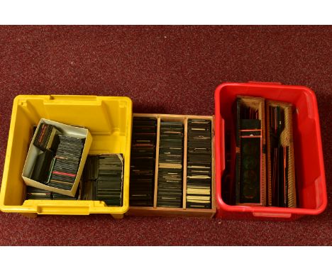 MAGIC LANTERN SLIDES, three boxes containing a large collection (several hundred) of glass photographic plates many dating fr