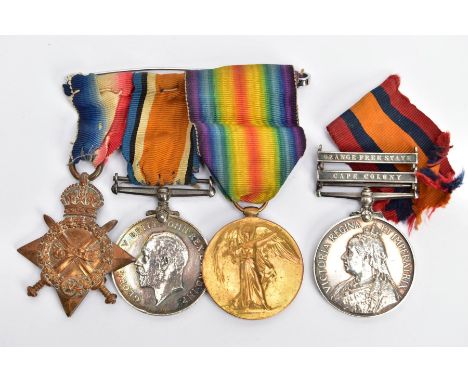 BOER WAR &amp; GREAT WAR MEDALS TO THE NORTH STAFFORDSHIRE REGIMENT AS FOLLOWS, Queens South Africa Medal, Bars  Orange Free 