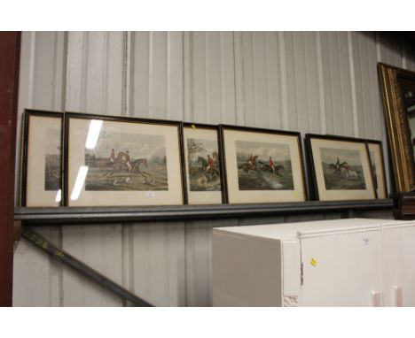 A set of six "Fores" framed and glazed hunting sketches