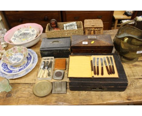 A 19th Century burr wood tea caddy; together with a Victorian leather bound jewellery box; a Victorian stationery box; cigare