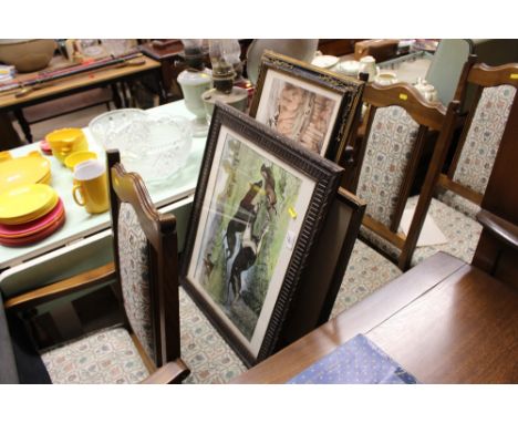 Five various hunting prints 