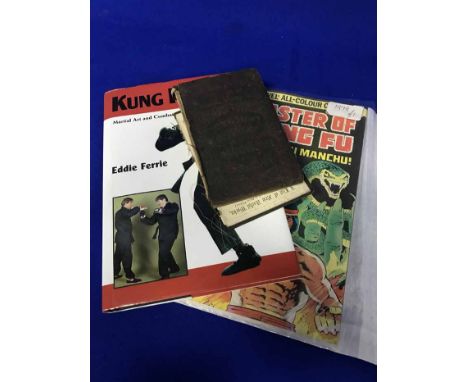 COLLECTION OF BOOKSon karate and kung fu, also cigarette cards in albums and a first edition of 'A Summer in Skye' by Alexand