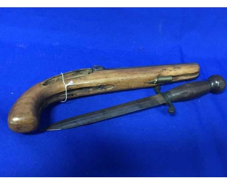 OLD FLINTLOCK PISTOLalong with iron dagger