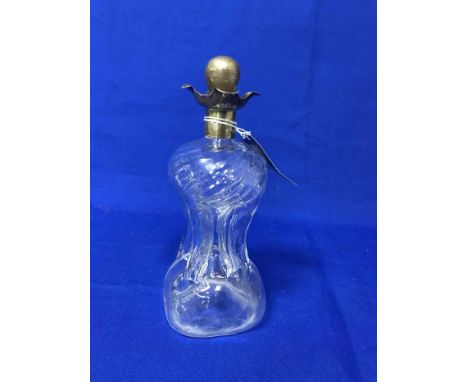 SHIP'S DECANTER AND A SILVER TOPPED DECANTER
