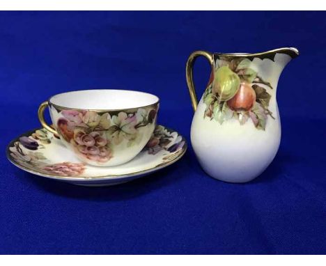 VICTORIAN PART TEA SERVICE WITH GOLD AND FRUIT PATTERN BORDERalong with three Shelley pattern side plates (21)