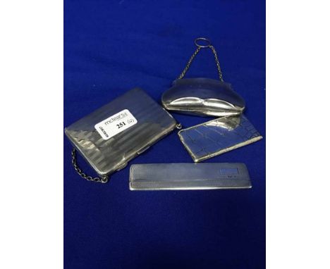 TWO SILVER MEMO CASES, CARD CASE AND SILVER CASED COMB